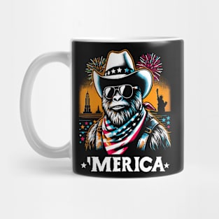 USA 'Merica Sasquatch Bigfoot 4th of July Fireworks Funny Patriotic Mug